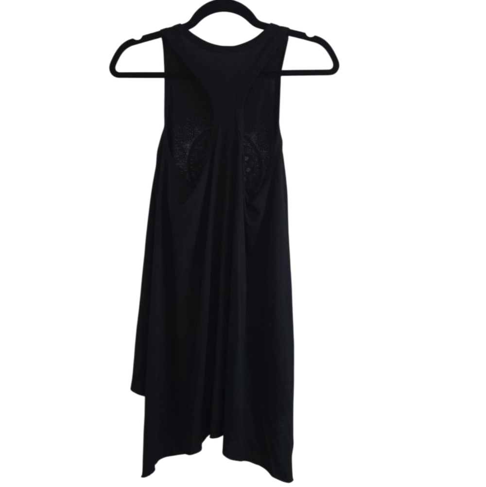Black Sleeveless Top with White Mandala Design Volcom Size XS Long - Picture 2 of 3